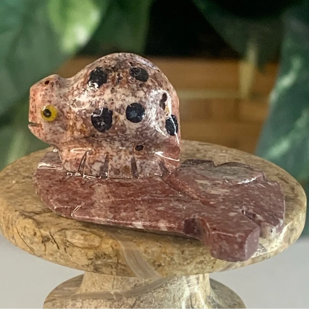 Miniature LADYBUG Stone Carving Mini BEETLE Figurine Steatite Soapstone Insect